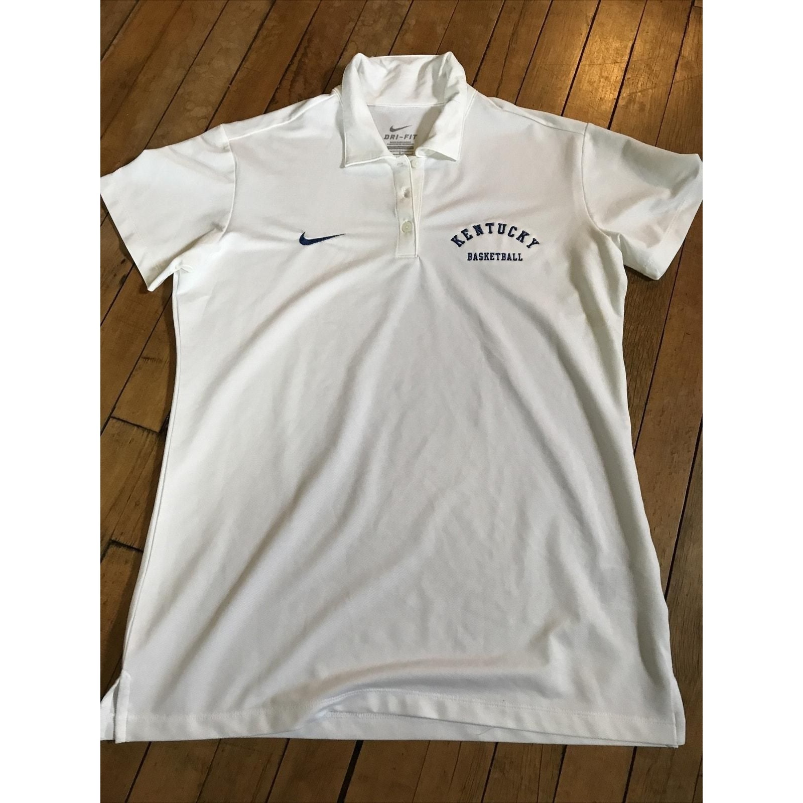 Nike Drifit Kentucky Wildcats Basketball Polo Shirt Womens White Large
